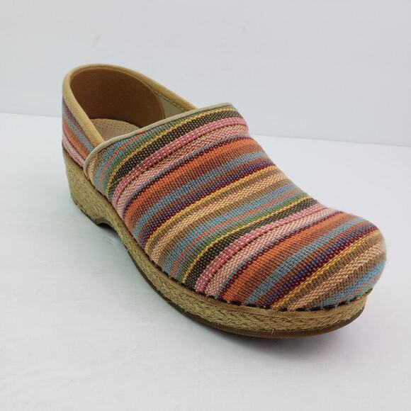 Dansko Vegan Womens Size EU 36 US 5.5-6 Striped Multi Slip On Work Clog Shoes - Picture 2 of 13